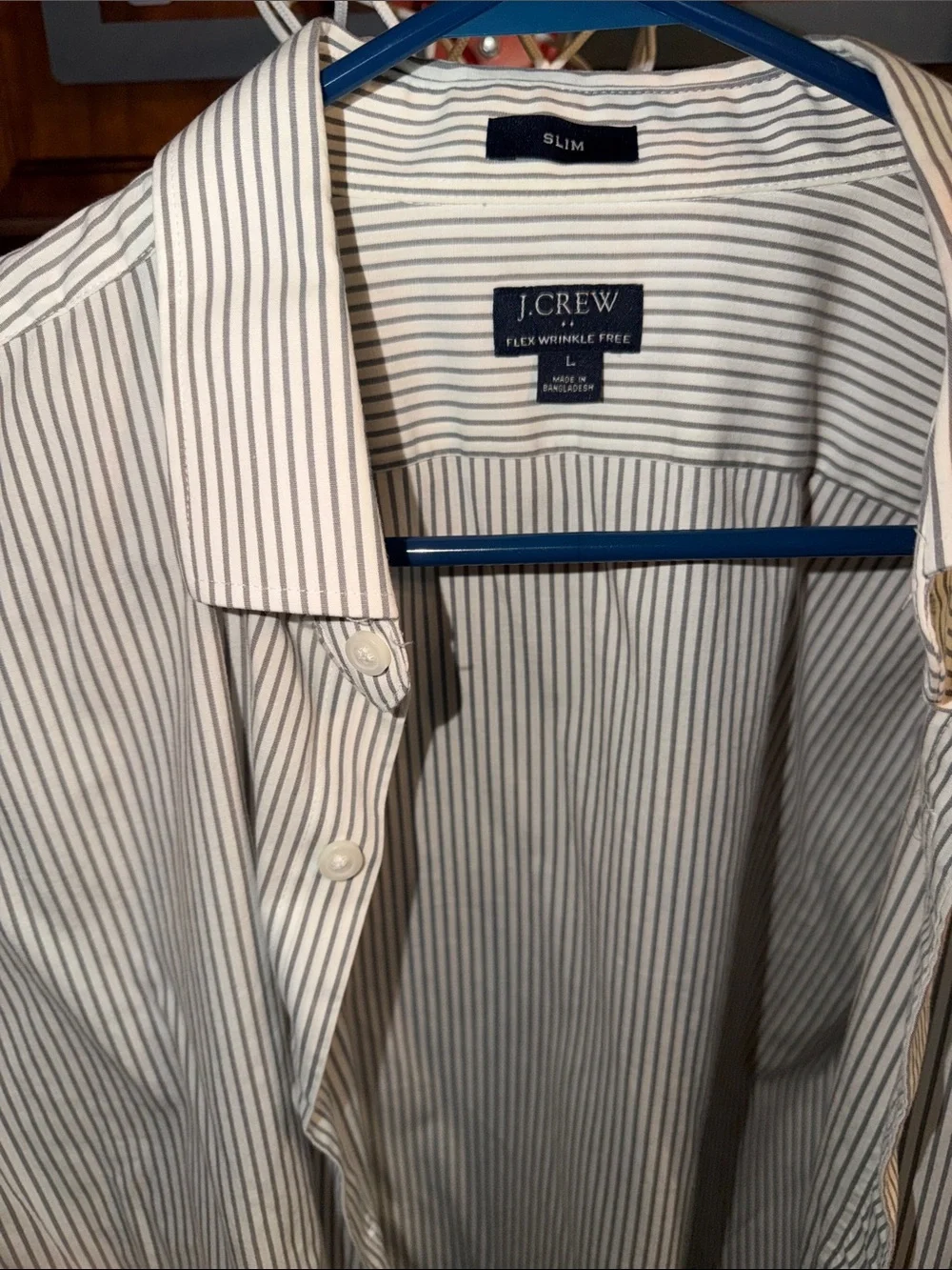 J. Crew Slim Fit White & Gray Striped Dress Shirt
